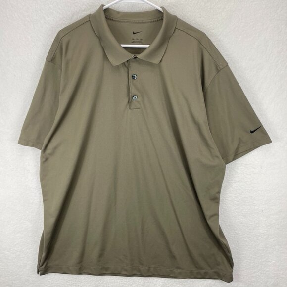 Nike Polo Shirt Men’s Size XXL Green Khaki Short Sleeve‎ Collared Dri-FIT Golf - Picture 2 of 8